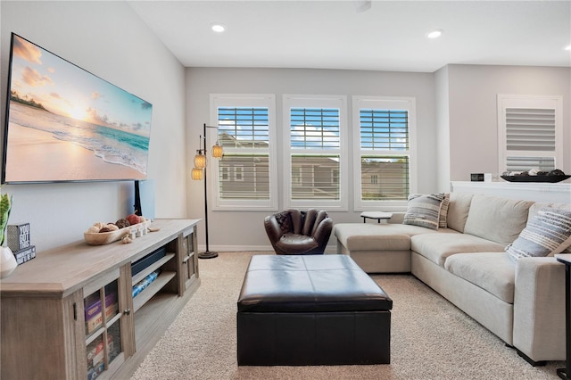 living room featuring a wealth of natural light