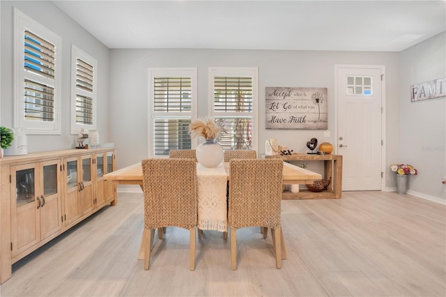 dining space featuring light hardwood / wood-style floors