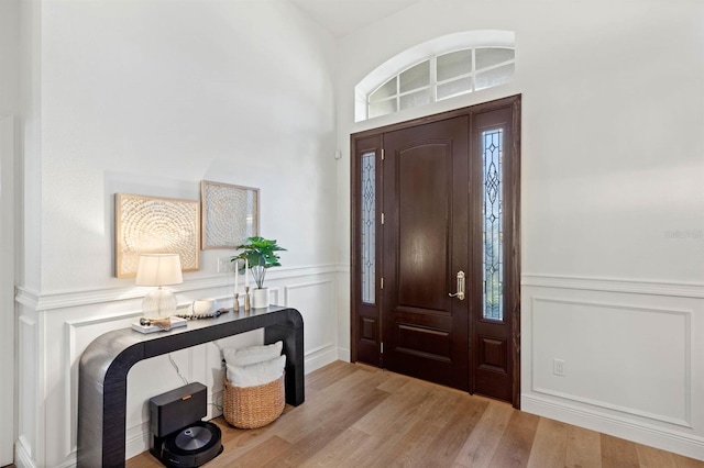 foyer entrance featuring light hardwood / wood-style floors