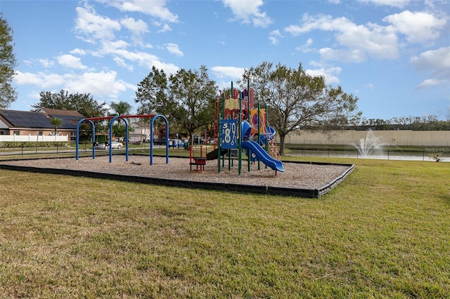 view of play area with a lawn