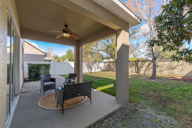 view of patio / terrace with ceiling fan