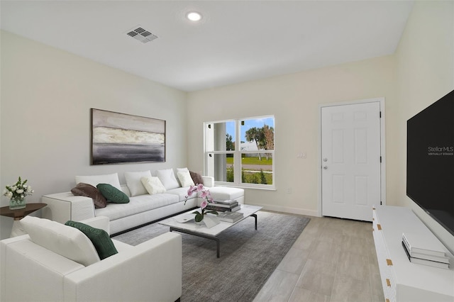 living room featuring light hardwood / wood-style floors