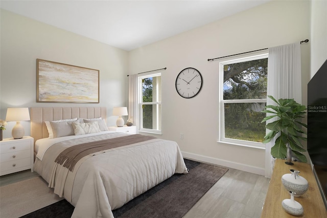 bedroom featuring light hardwood / wood-style flooring