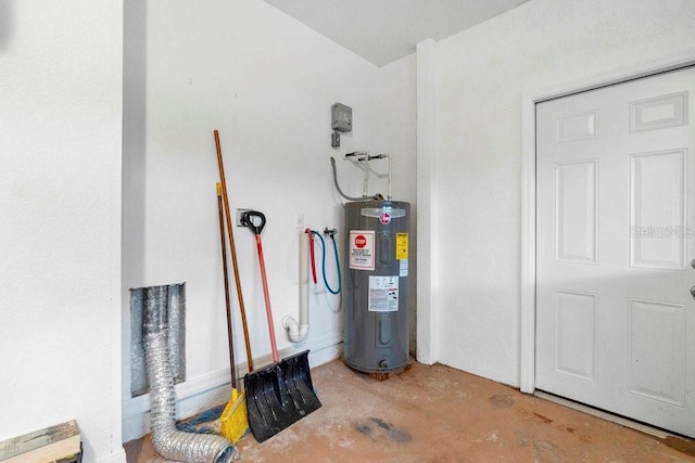 utility room with water heater