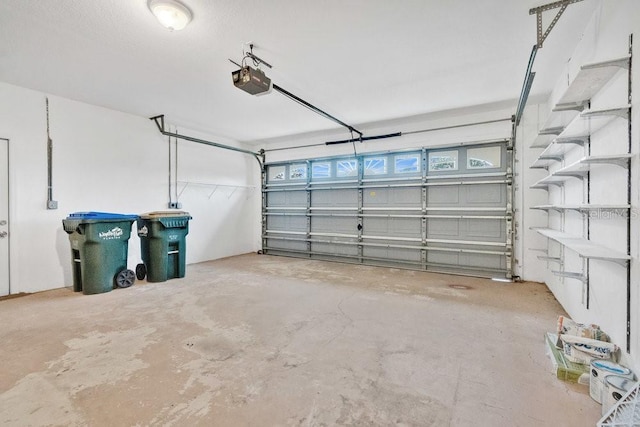 garage with a garage door opener