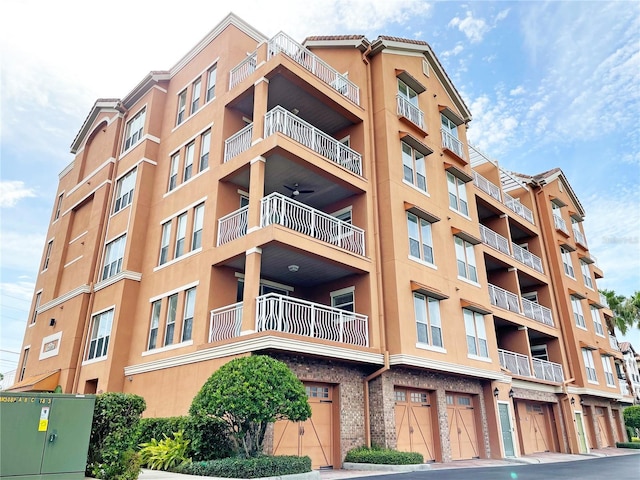 view of building exterior featuring a garage