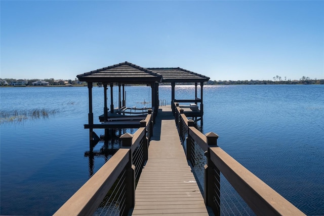 dock area featuring a water view