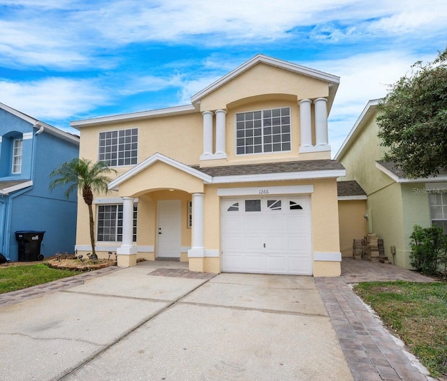 view of front facade with a garage