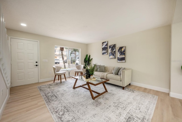 living room with light wood-type flooring