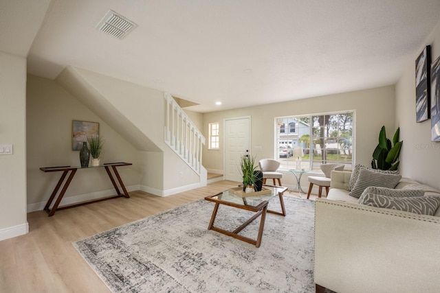 living room with hardwood / wood-style floors