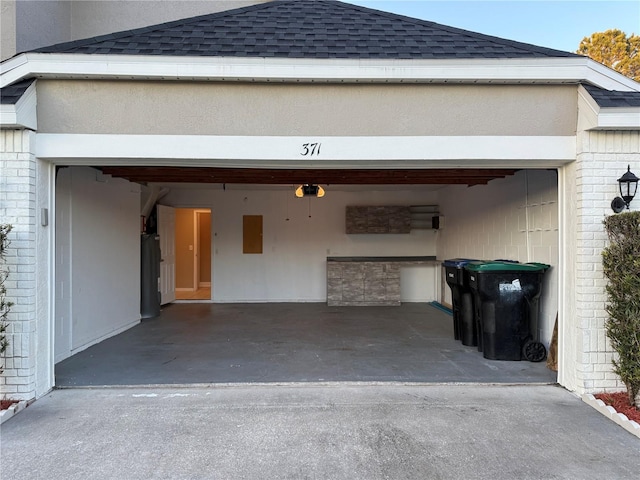 garage with electric panel