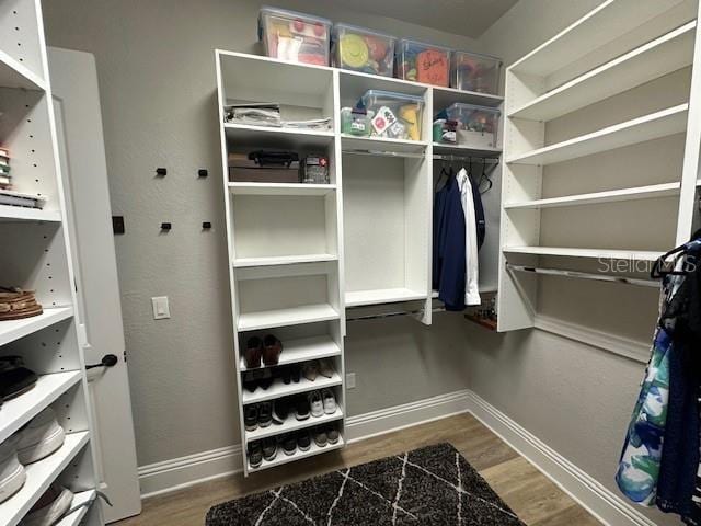 walk in closet featuring hardwood / wood-style floors