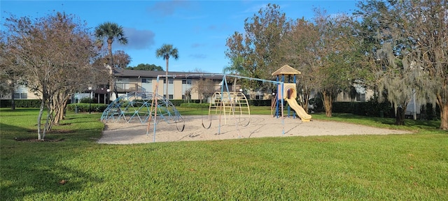 view of play area with a lawn