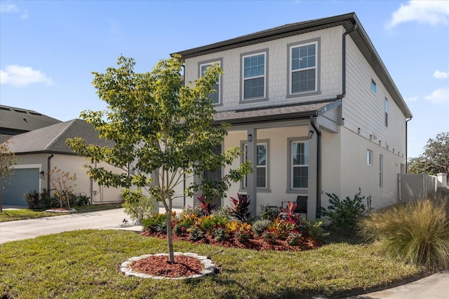 view of front facade featuring a front yard