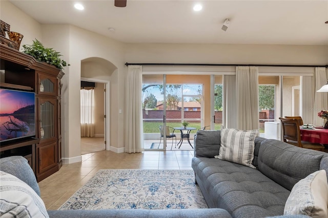 view of tiled living room