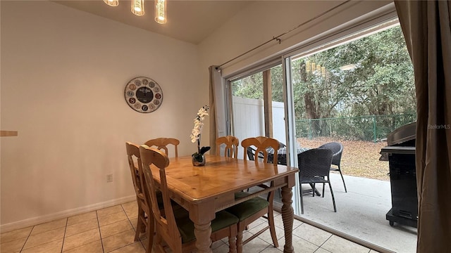 view of tiled dining room