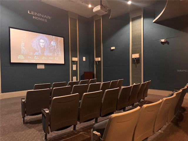 view of carpeted home theater