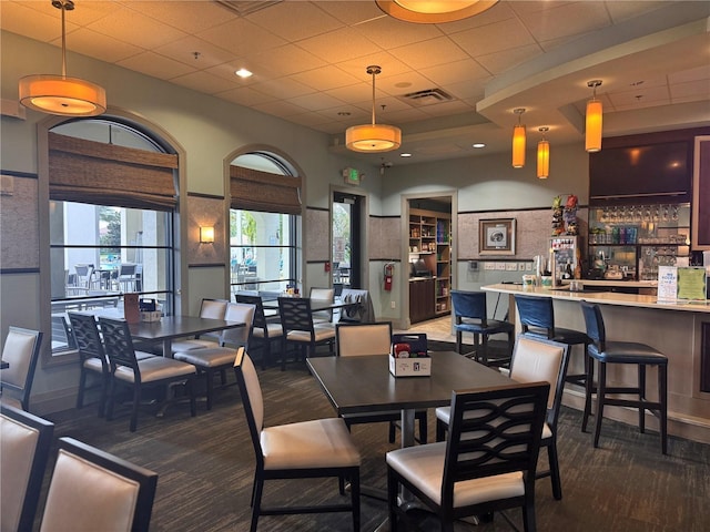 dining room with bar area