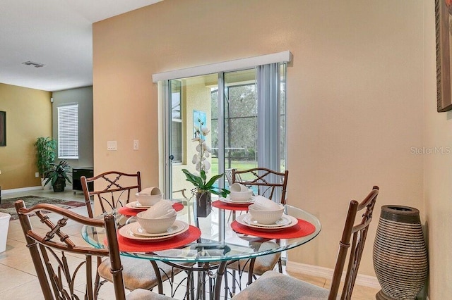 view of tiled dining area