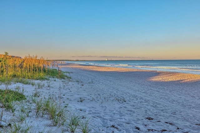 property view of water featuring a view of the beach