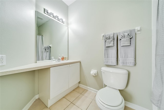 bathroom featuring tile patterned flooring, vanity, and toilet