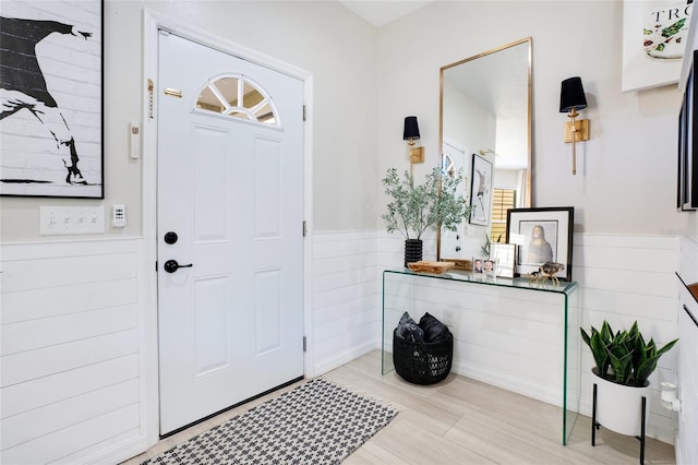 foyer entrance featuring light wood-type flooring