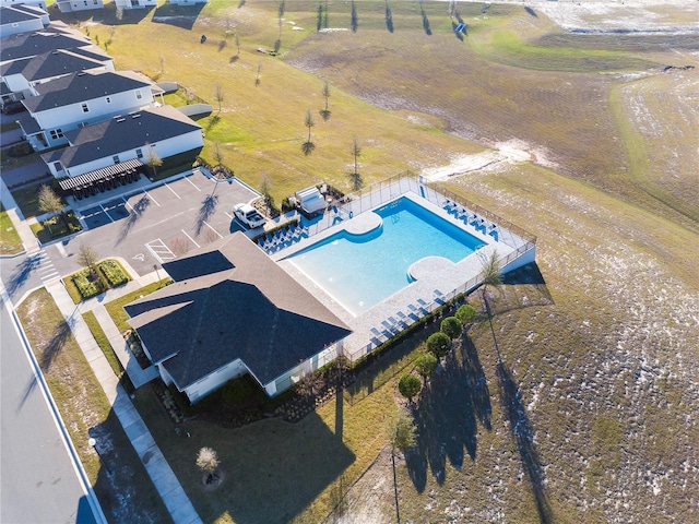 birds eye view of property featuring a rural view