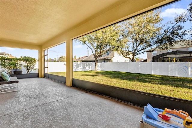 view of unfurnished sunroom