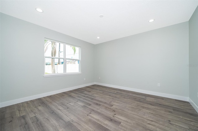 spare room featuring wood-type flooring