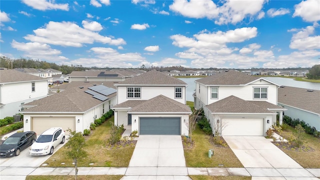 front of property with a garage and a front lawn