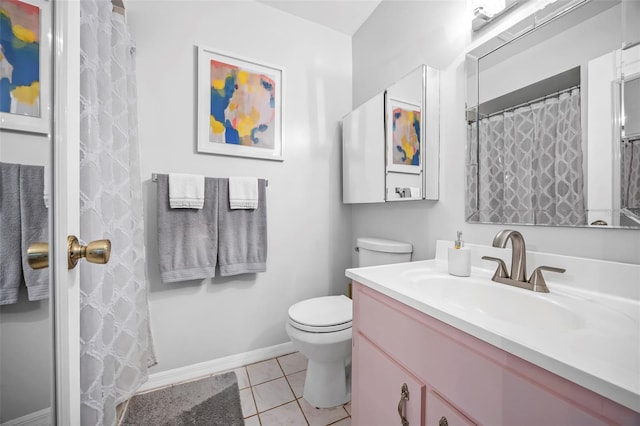 bathroom featuring tile patterned flooring, vanity, and toilet