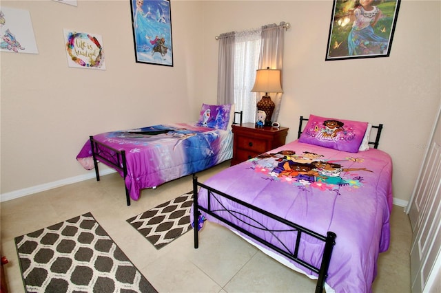 bedroom with tile patterned flooring