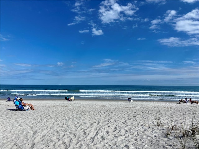 view of water feature with a view of the beach