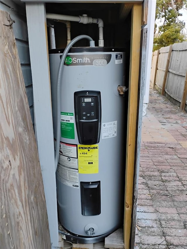 utility room featuring electric water heater