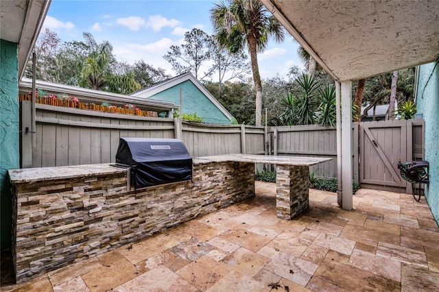 view of patio / terrace with area for grilling and a grill