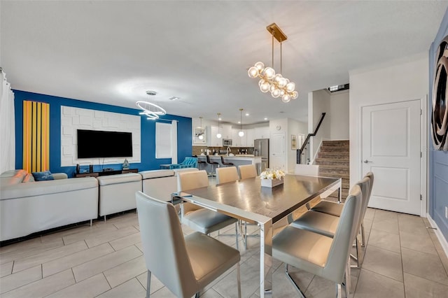 dining room with a chandelier