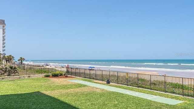 view of water feature featuring a view of the beach