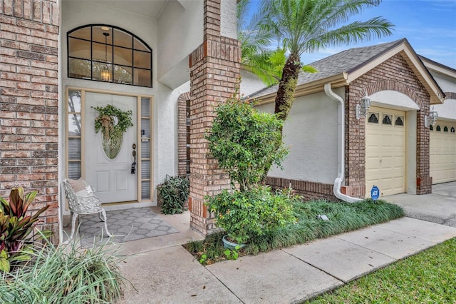 property entrance featuring a garage