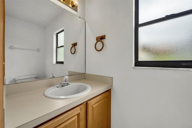 bathroom with toilet and vanity