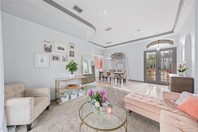 living room with french doors