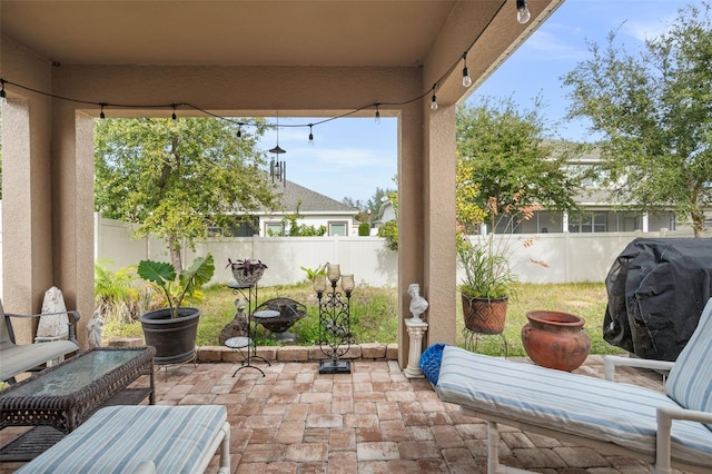 view of patio / terrace featuring a grill