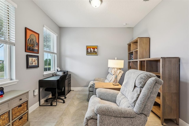 view of tiled home office