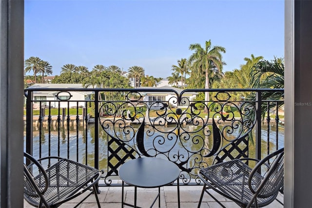 balcony with a water view