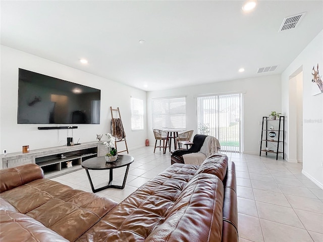 view of tiled living room