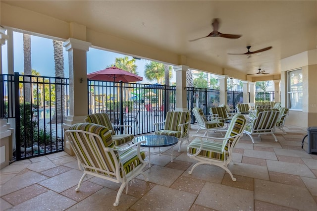 view of patio / terrace with ceiling fan