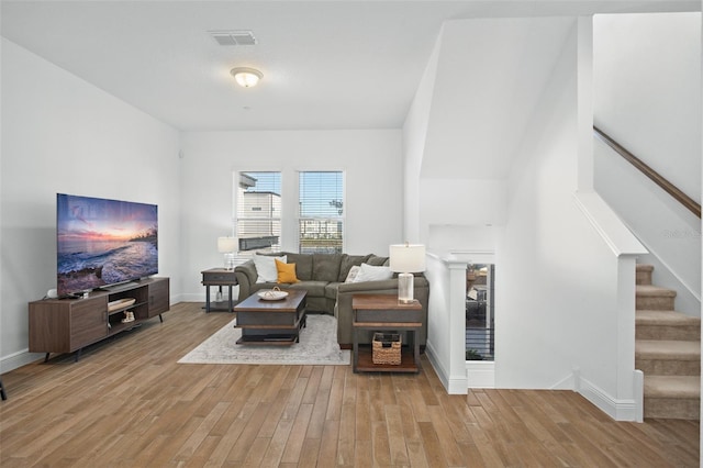 living room featuring light wood-type flooring