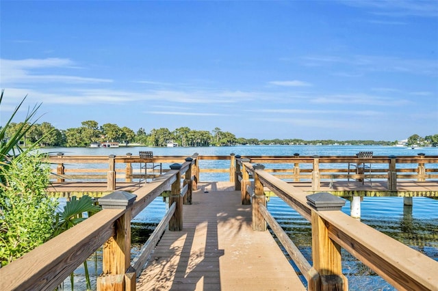 dock area featuring a water view