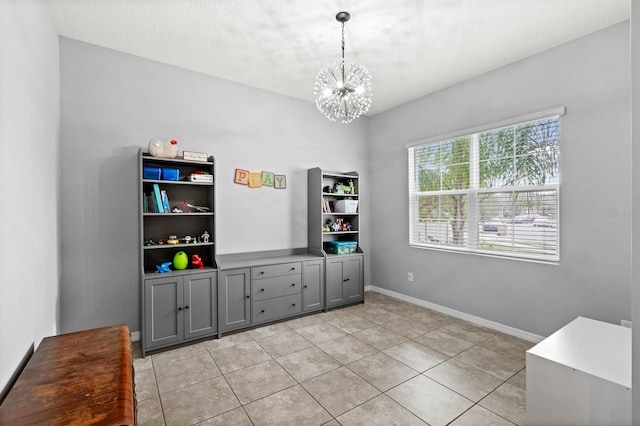 interior space with a chandelier