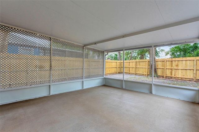 view of unfurnished sunroom