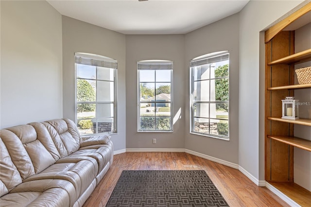 interior space with plenty of natural light and light hardwood / wood-style floors